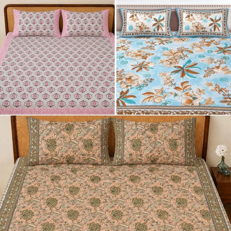 Double Bedsheet with 2 Pillow covers