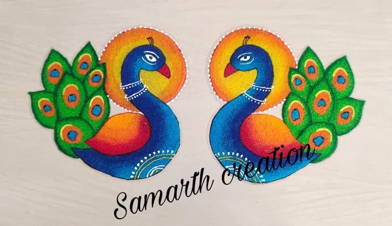 Peacock Rangoli Pair